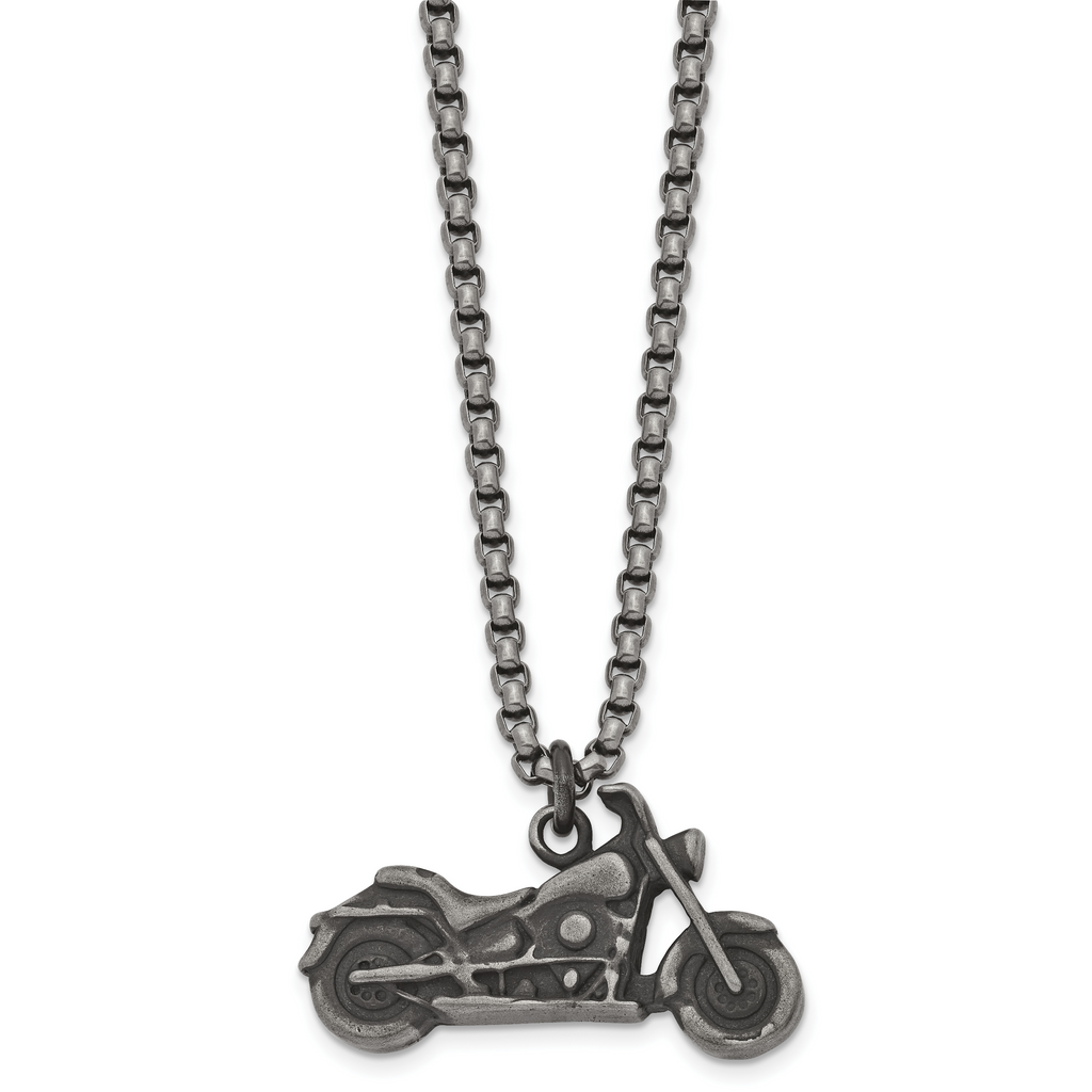 Motorcycle Pendant Necklace in Stainless Steel