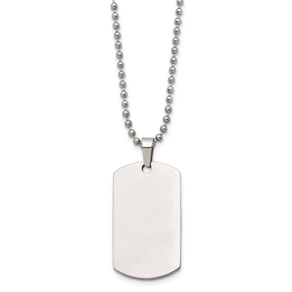 Rounded-Edge Dog Tag Necklace in Stainless Steel, 24 in.