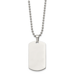 Rounded-Edge Dog Tag Necklace in Stainless Steel, 24 in.