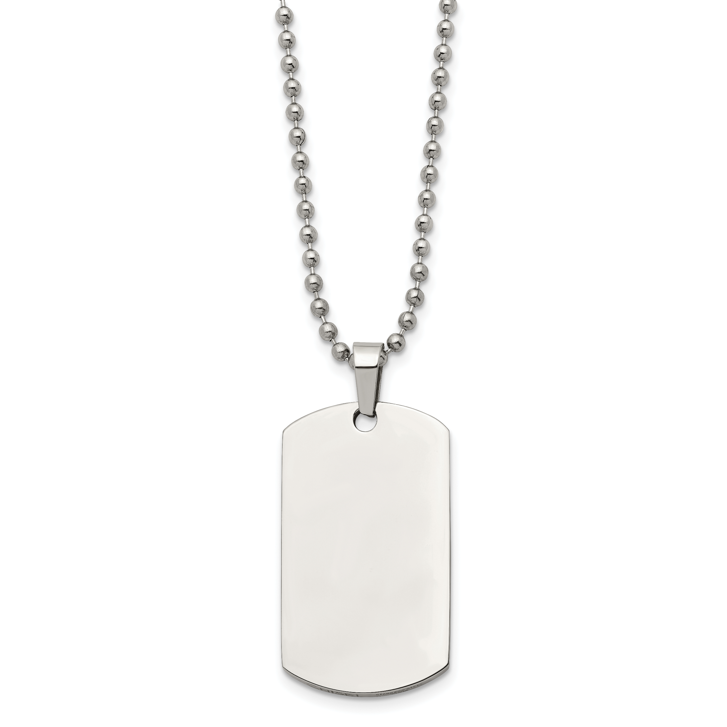 Rounded-Edge Dog Tag Necklace in Stainless Steel, 24 in.