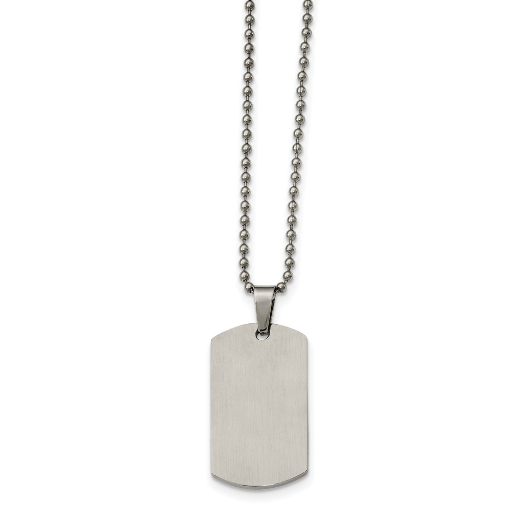 Rounded-Edge Dog Tag Necklace in Stainless Steel, 24 in.