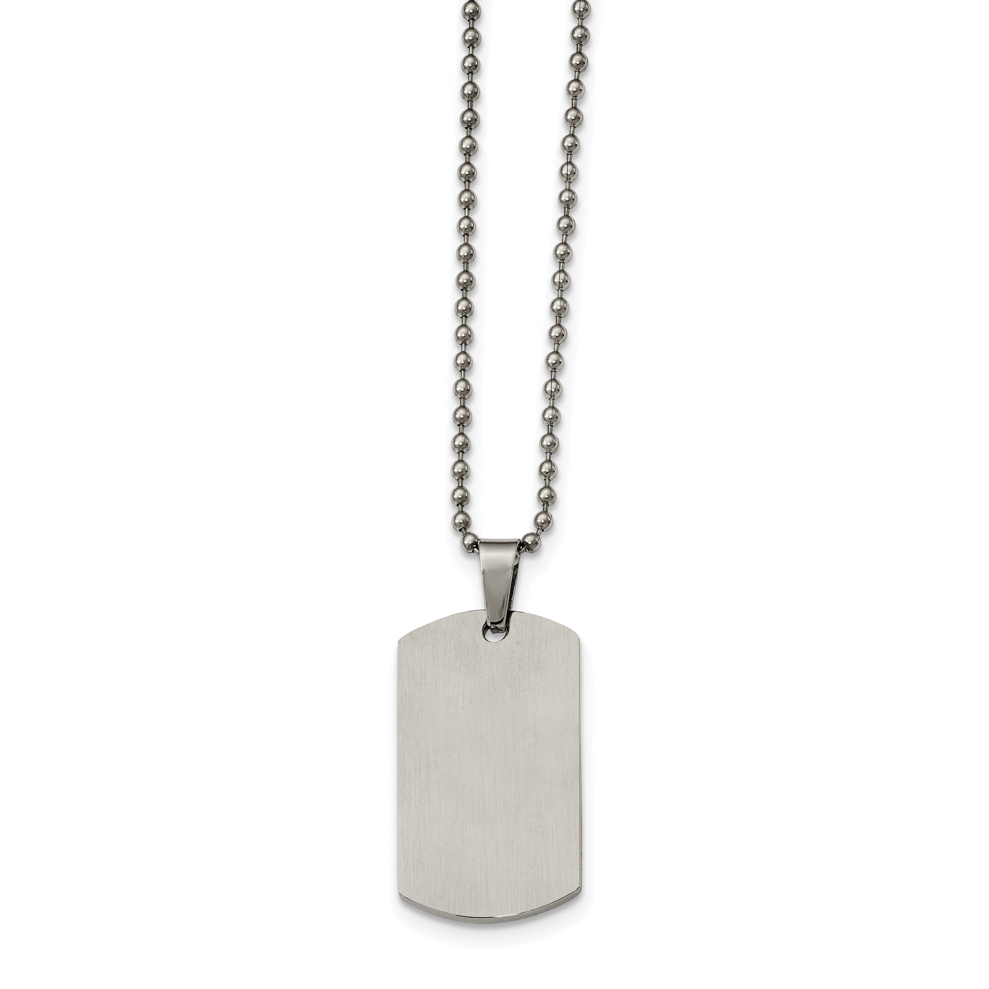 Rounded-Edge Dog Tag Necklace in Stainless Steel, 24 in.
