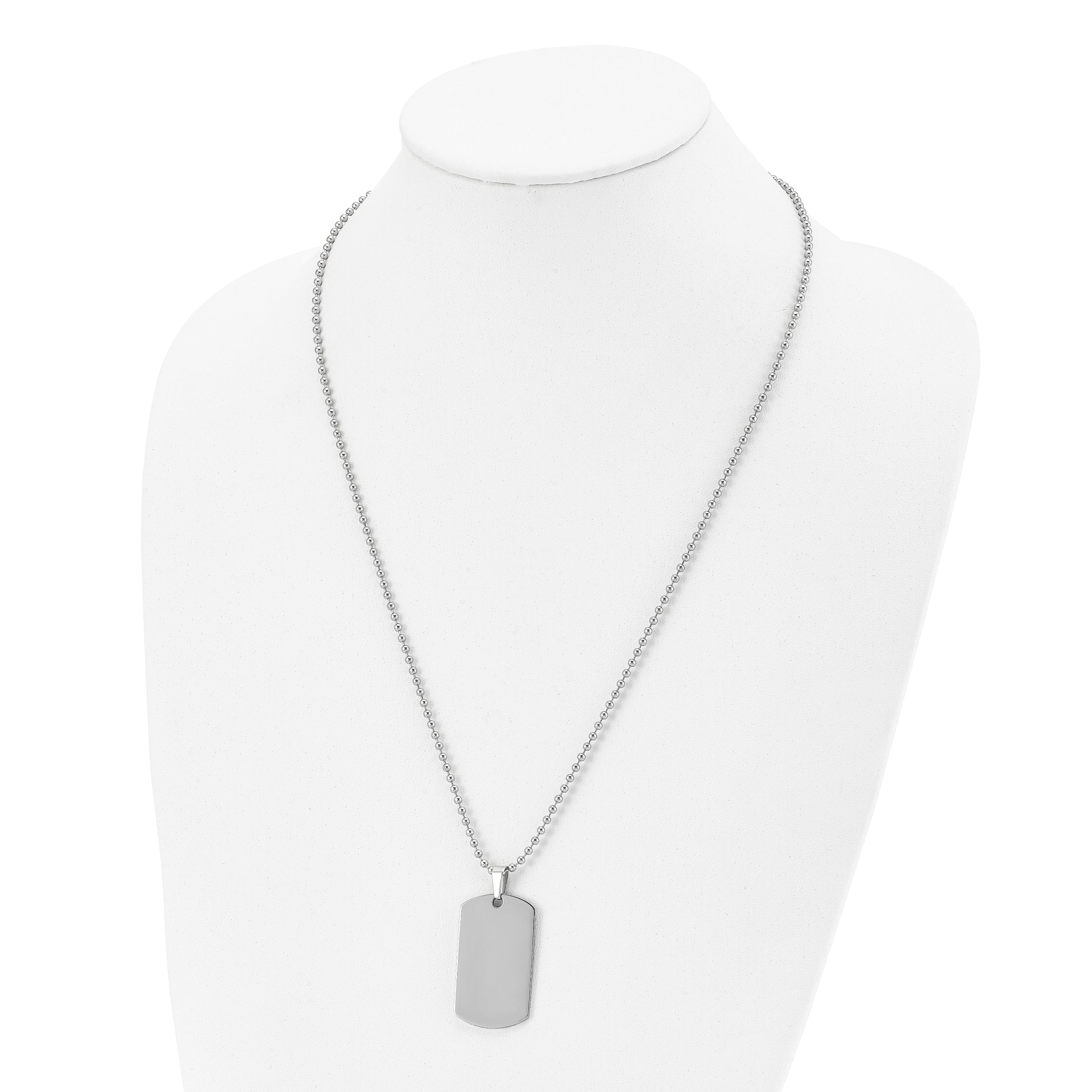 Chisel Stainless Steel Brushed and Polished Rounded Edge 2mm Dog Tag on a 24 inch Ball Chain Necklace