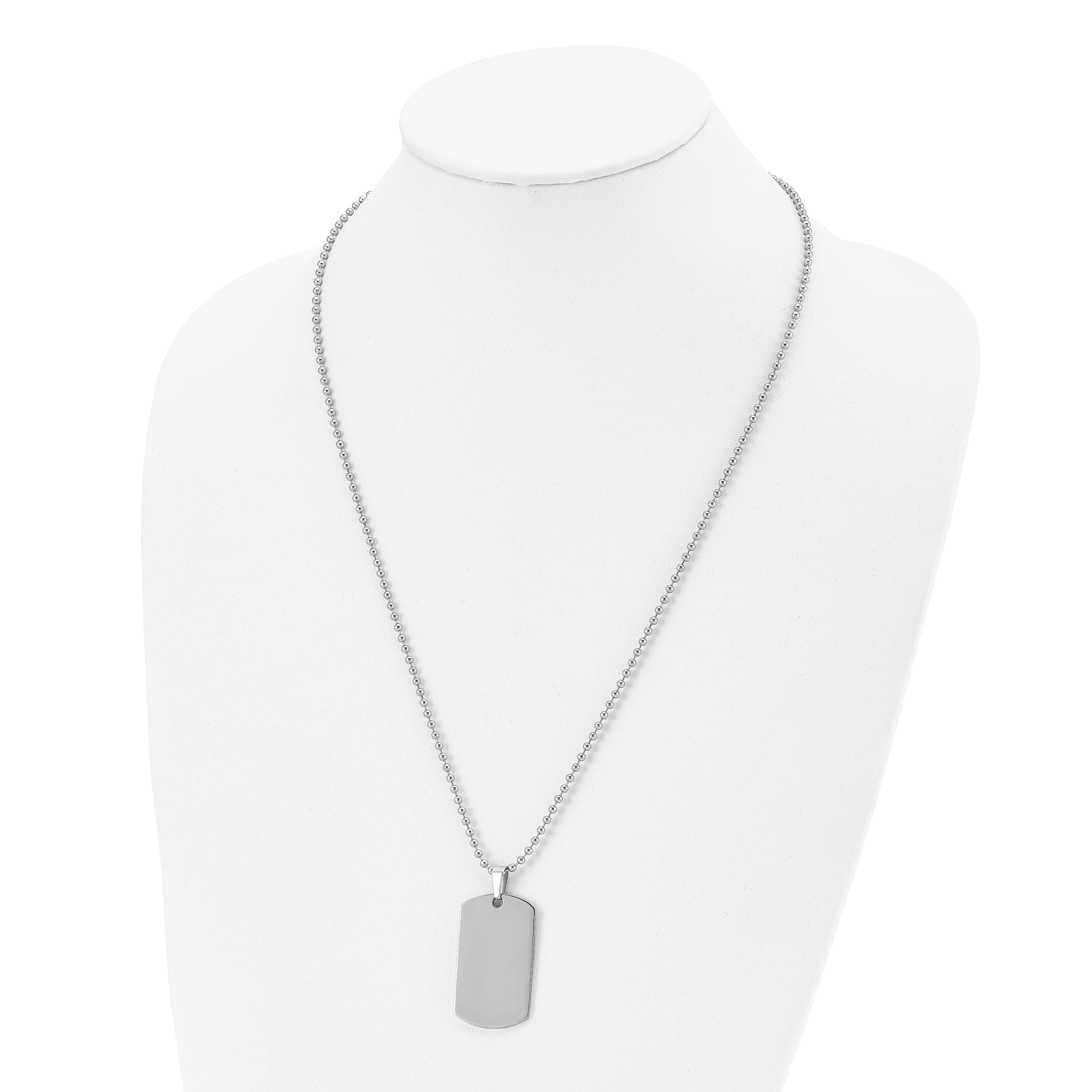 Rounded-Edge Dog Tag Necklace in Stainless Steel, 24 in.