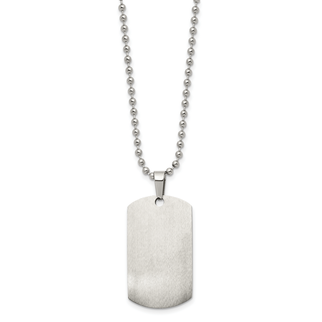 Rounded-Edge Dog Tag Necklace in Stainless Steel, 24 in.