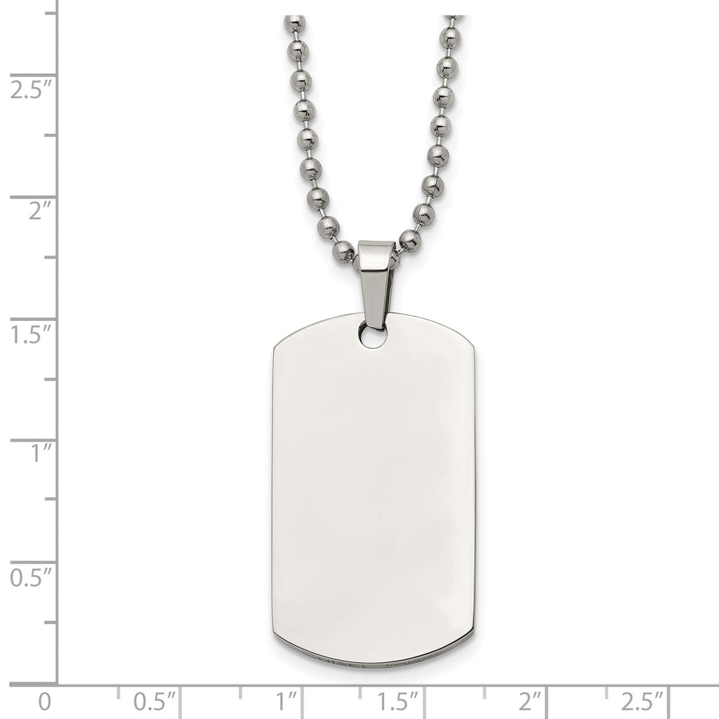 Rounded-Edge Dog Tag Necklace in Stainless Steel, 24 in.