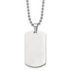 Chisel Stainless Steel Brushed and Polished Rounded Edge 2mm Dog Tag on a 24 inch Ball Chain Necklace