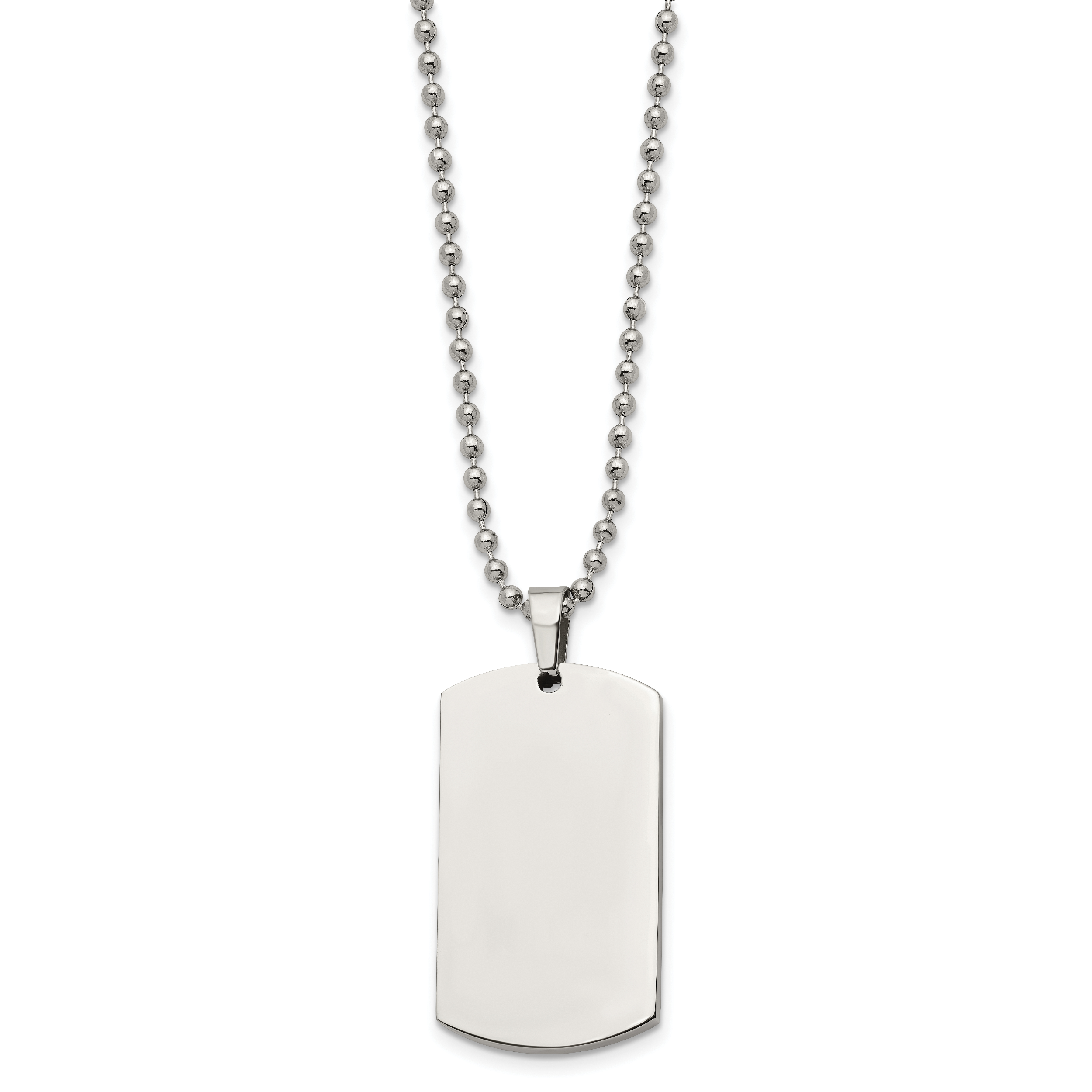 Rounded Edge Dog Tag Necklace in Stainless Steel, 24" Secondary image