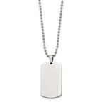 Rounded Edge Dog Tag Necklace in Stainless Steel, 24"
