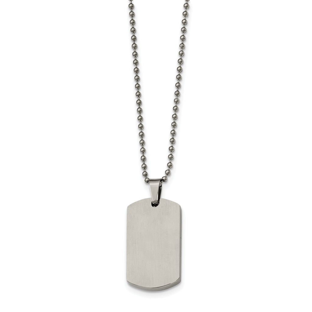Rounded Edge Dog Tag Necklace in Stainless Steel, 24"