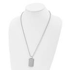 Rounded Edge Dog Tag Necklace in Stainless Steel, 24"