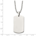 Rounded Edge Dog Tag Necklace in Stainless Steel, 24"