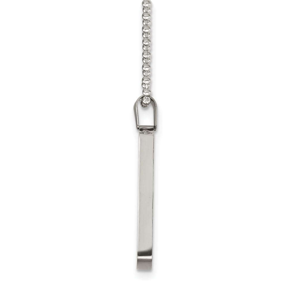 Rounded Edge Dog Tag Necklace in Stainless Steel, 24"