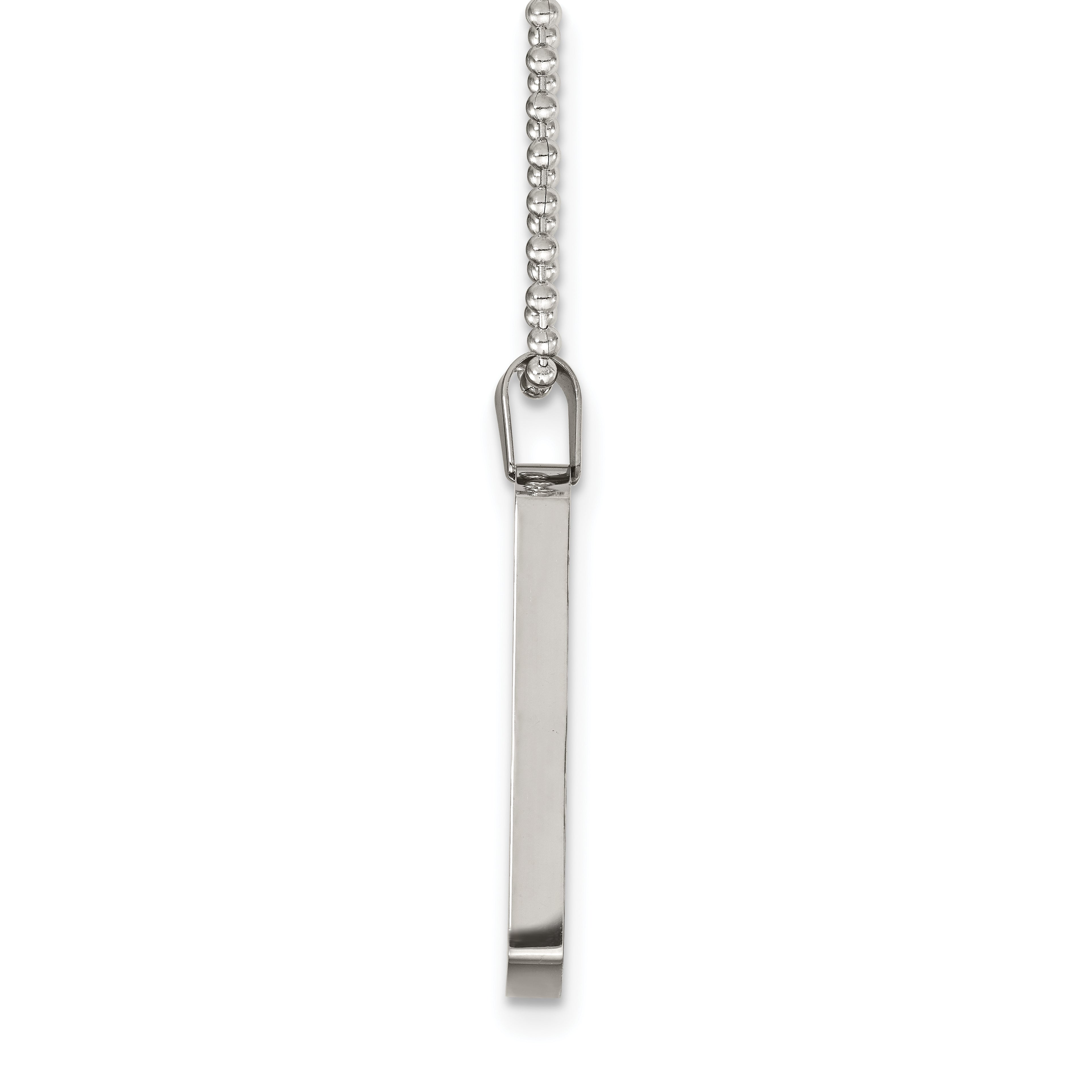 Rounded Edge Dog Tag Necklace in Stainless Steel, 24"