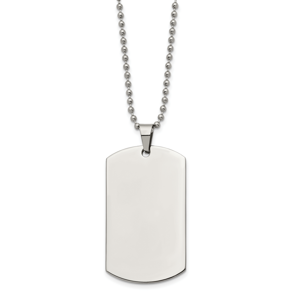 Rounded-Edge Dog Tag Necklace in Stainless Steel