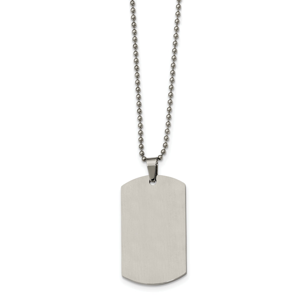 Rounded-Edge Dog Tag Necklace in Stainless Steel