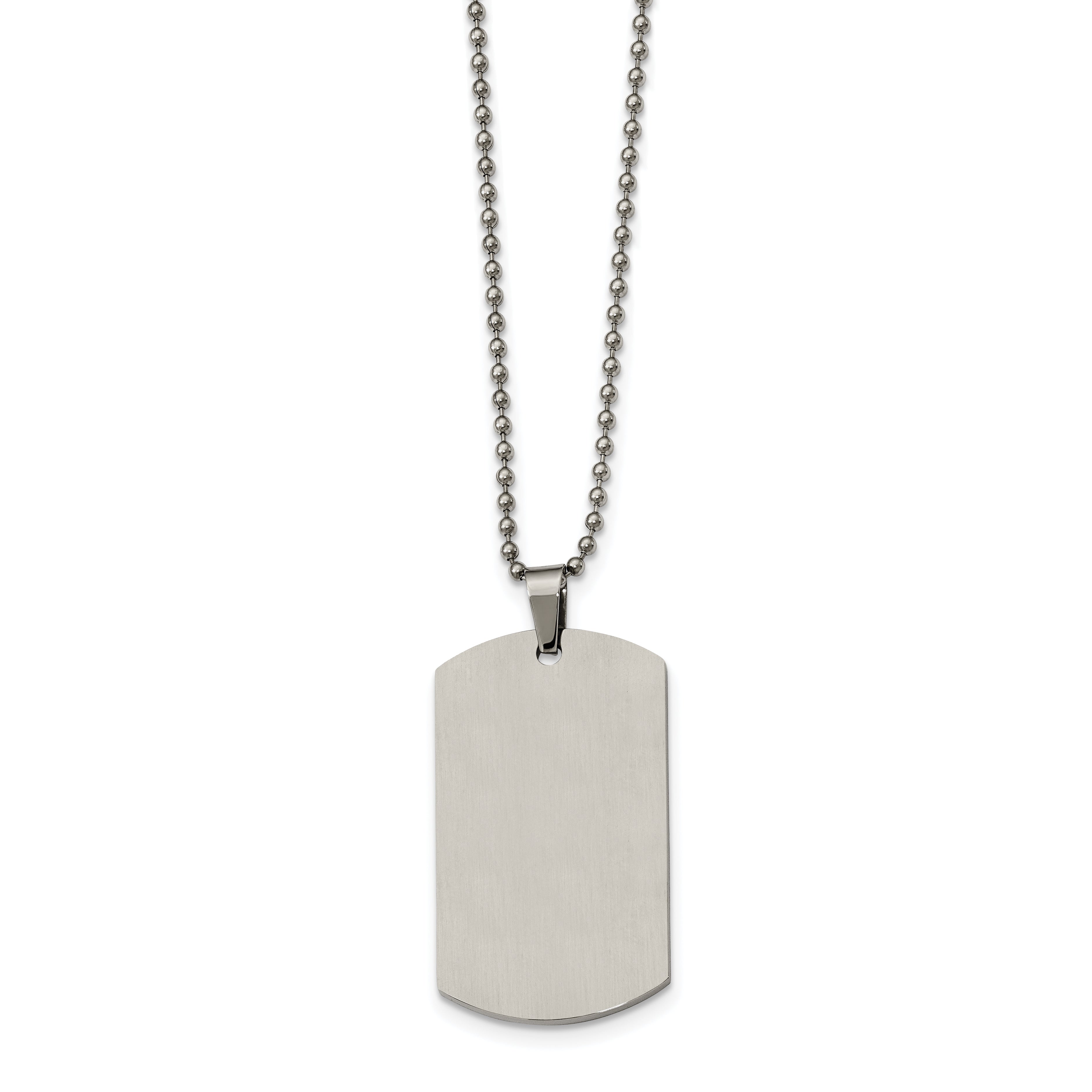 Rounded-Edge Dog Tag Necklace in Stainless Steel