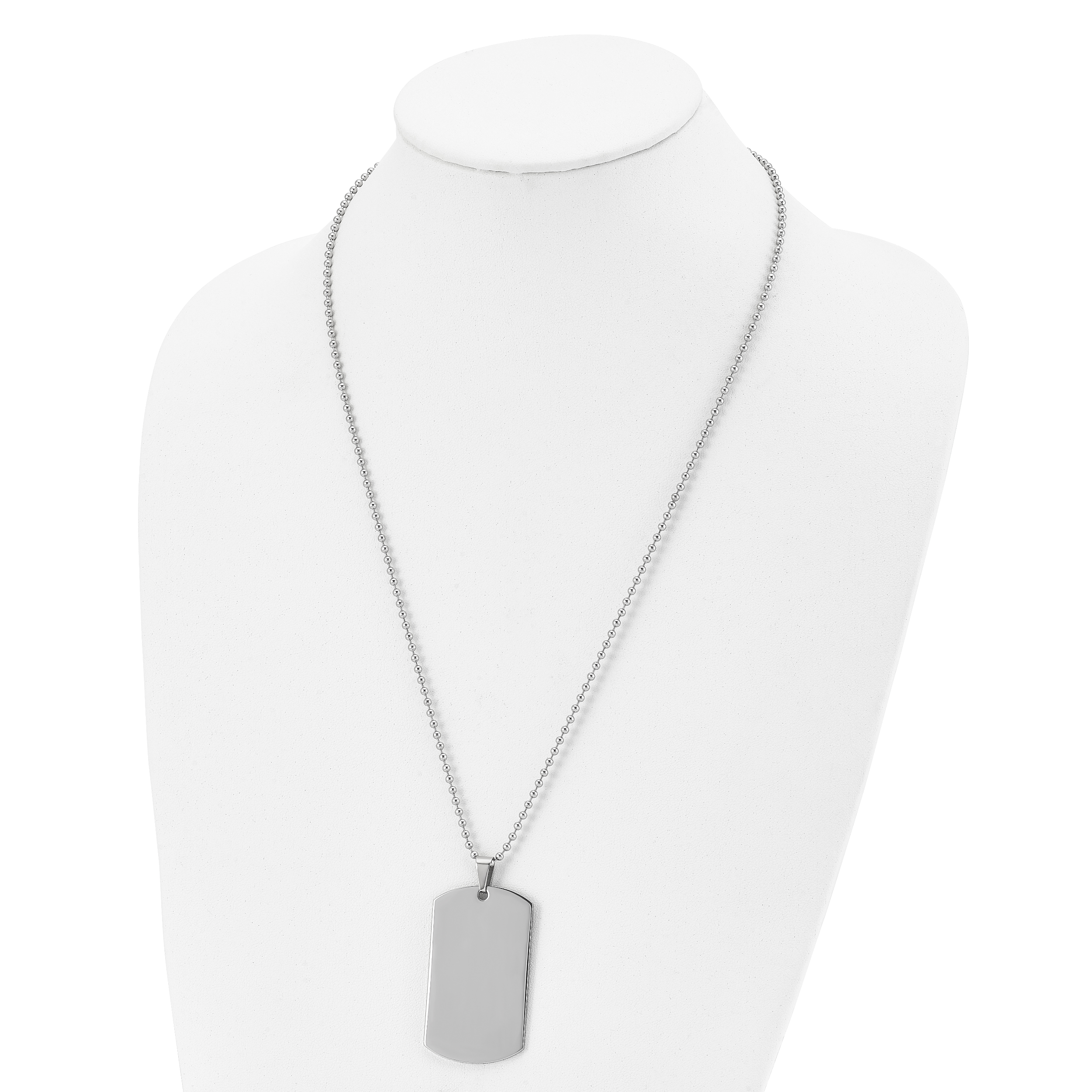 Rounded-Edge Dog Tag Necklace in Stainless Steel