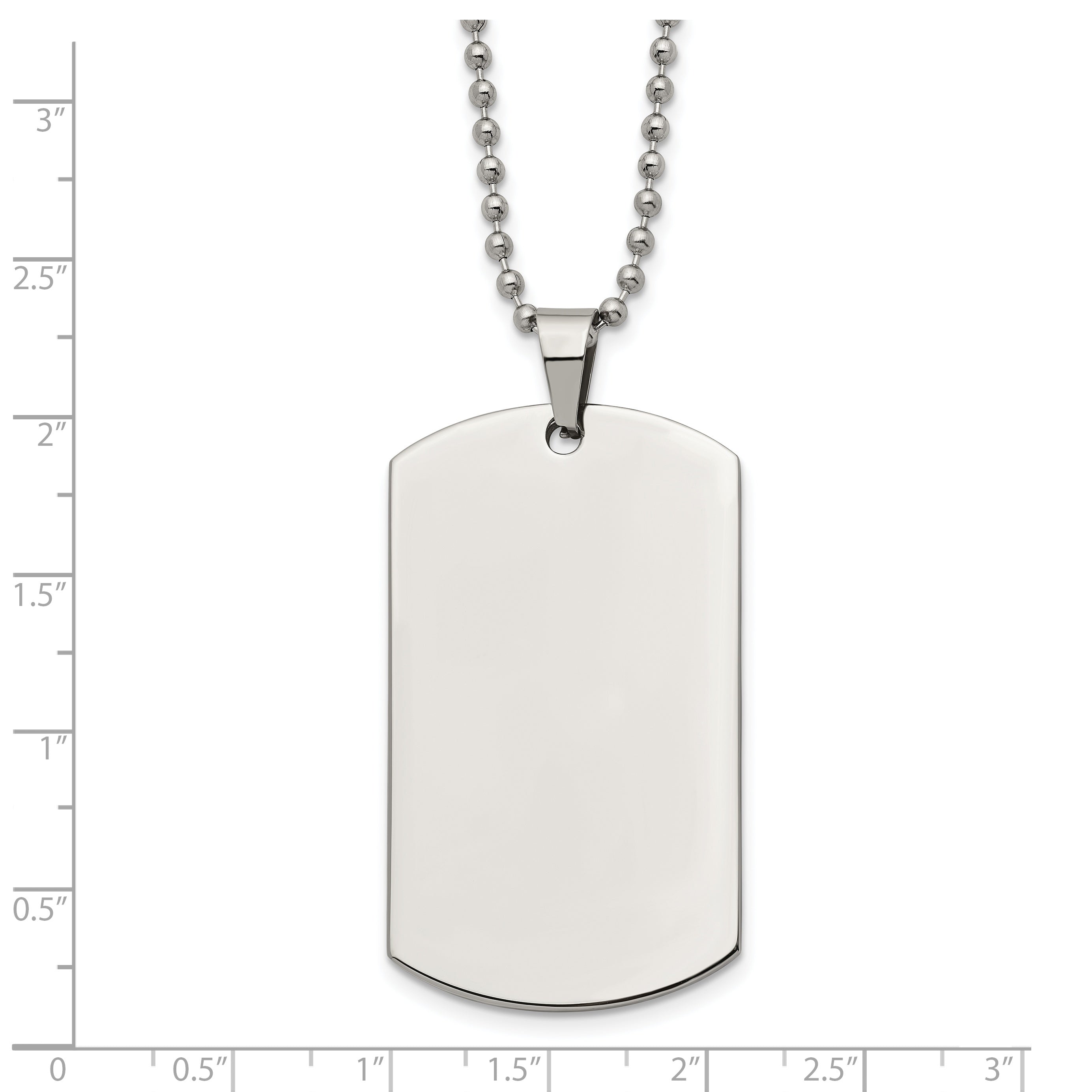 Rounded-Edge Dog Tag Necklace in Stainless Steel