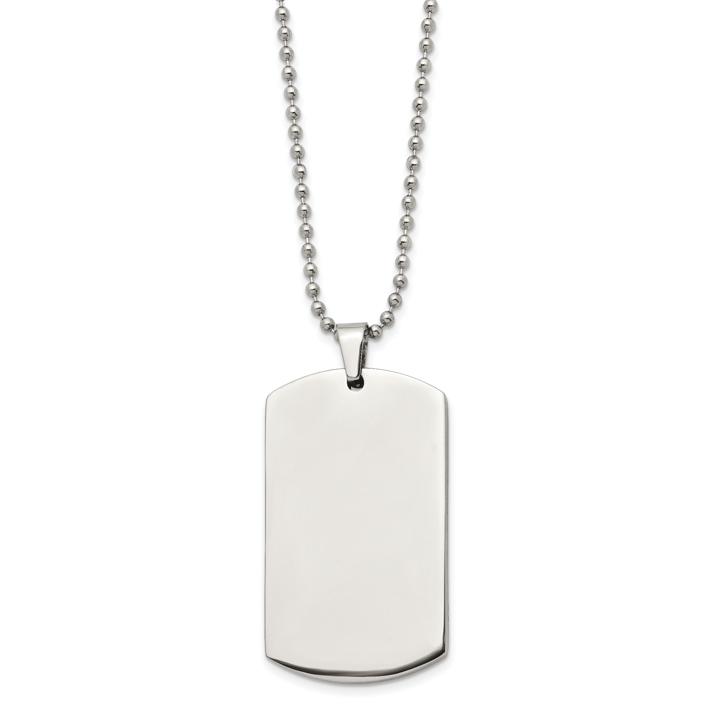 Chain Stainless Steel Brushed and Polished Rounded Edge 4mm Dog Tag on a 24in Ball Chain Necklace Secondary image