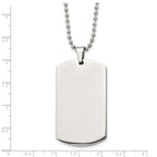 Chain Stainless Steel Brushed and Polished Rounded Edge 4mm Dog Tag on a 24in Ball Chain Necklace
