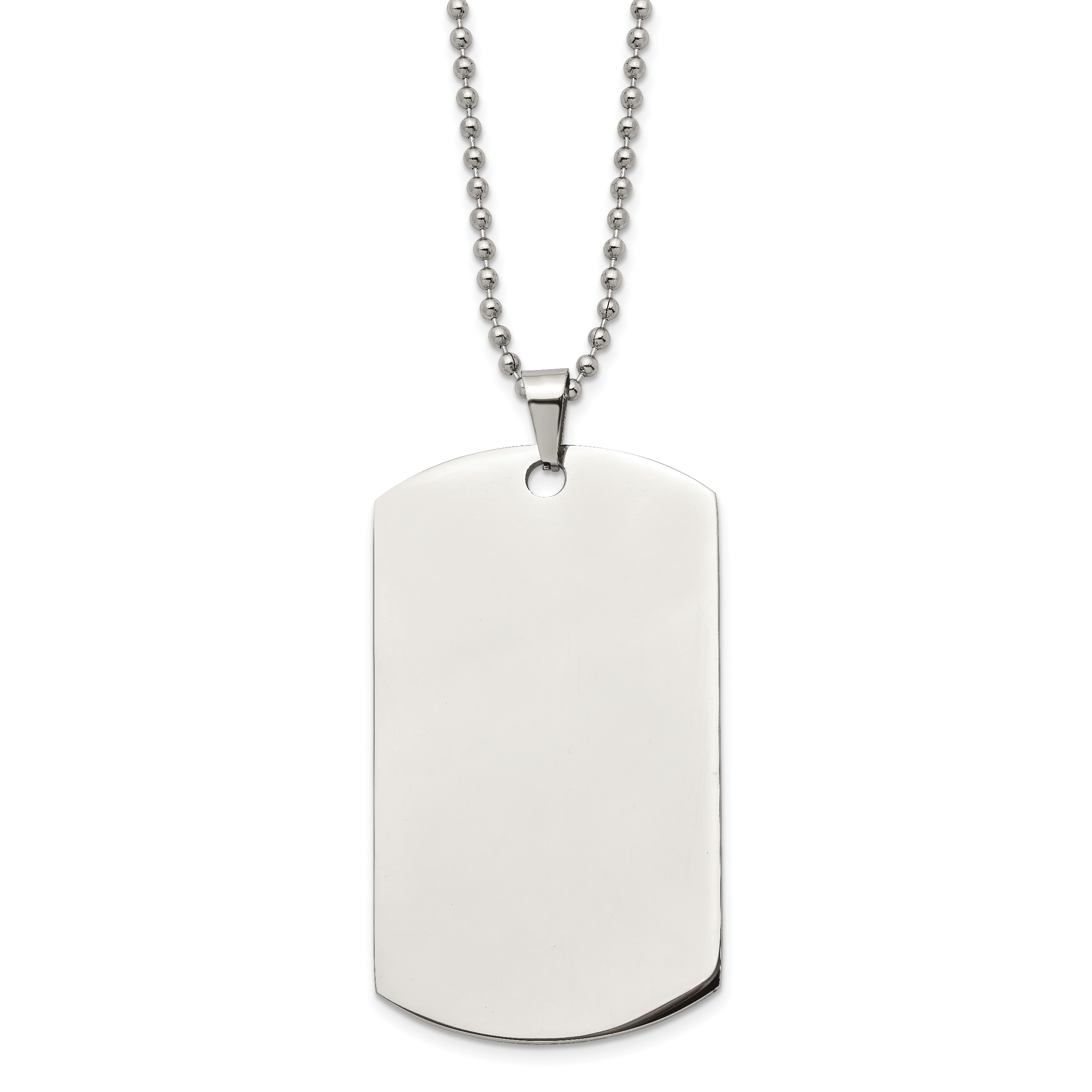 Chisel Stainless Steel Brushed and Polished Round Edge XLarge 2mm Dog Tag on a 24 inch Ball Chain Necklace Secondary image