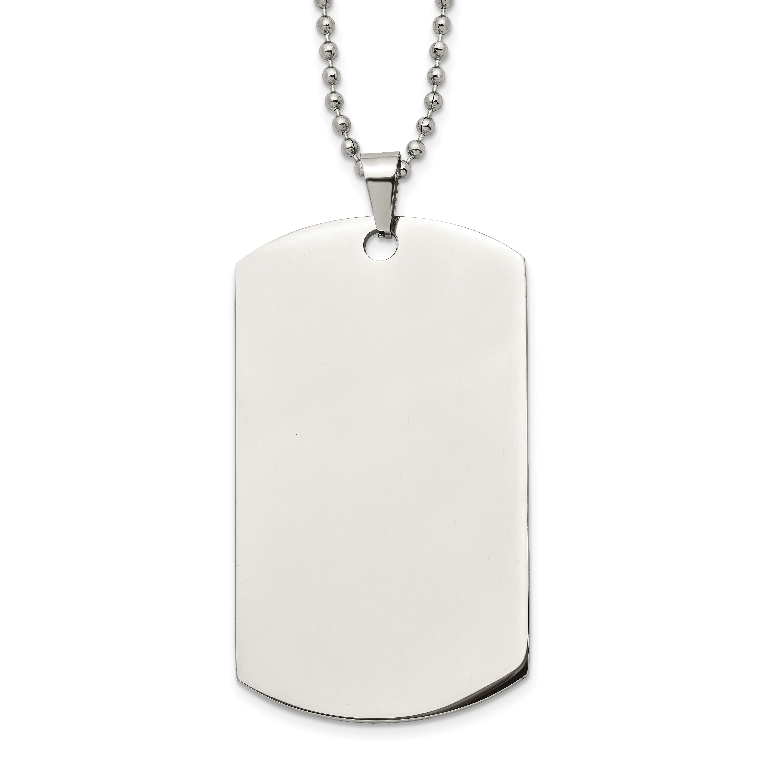 Chisel Stainless Steel Brushed and Polished Round Edge XLarge 2mm Dog Tag on a 24 inch Ball Chain Necklace Main image