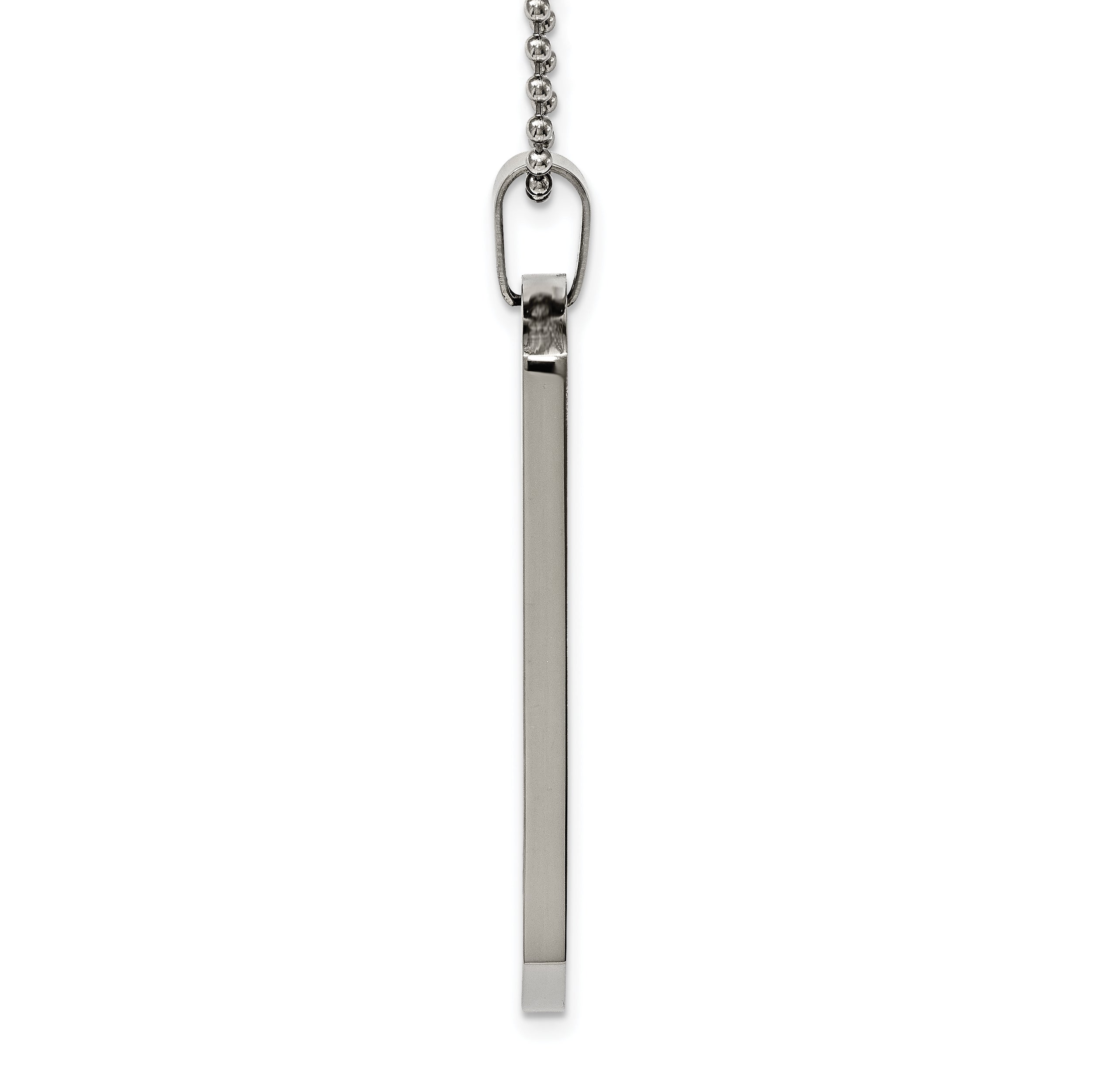 Chisel Stainless Steel Brushed and Polished Round Edge Extra Large 4mm Dog Tag on a 24 inch Ball Chain Necklace Secondary image