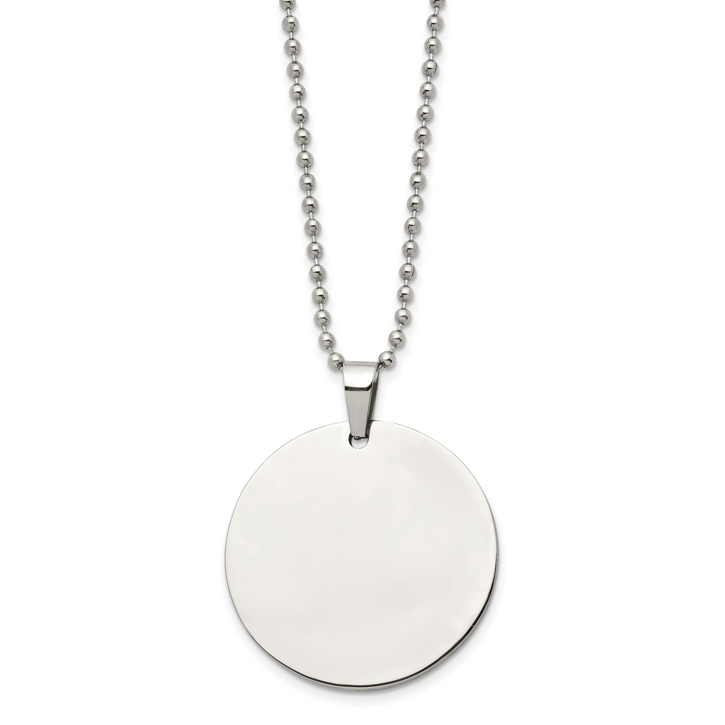 Reversible Round Dog Tag Necklace in Stainless Steel