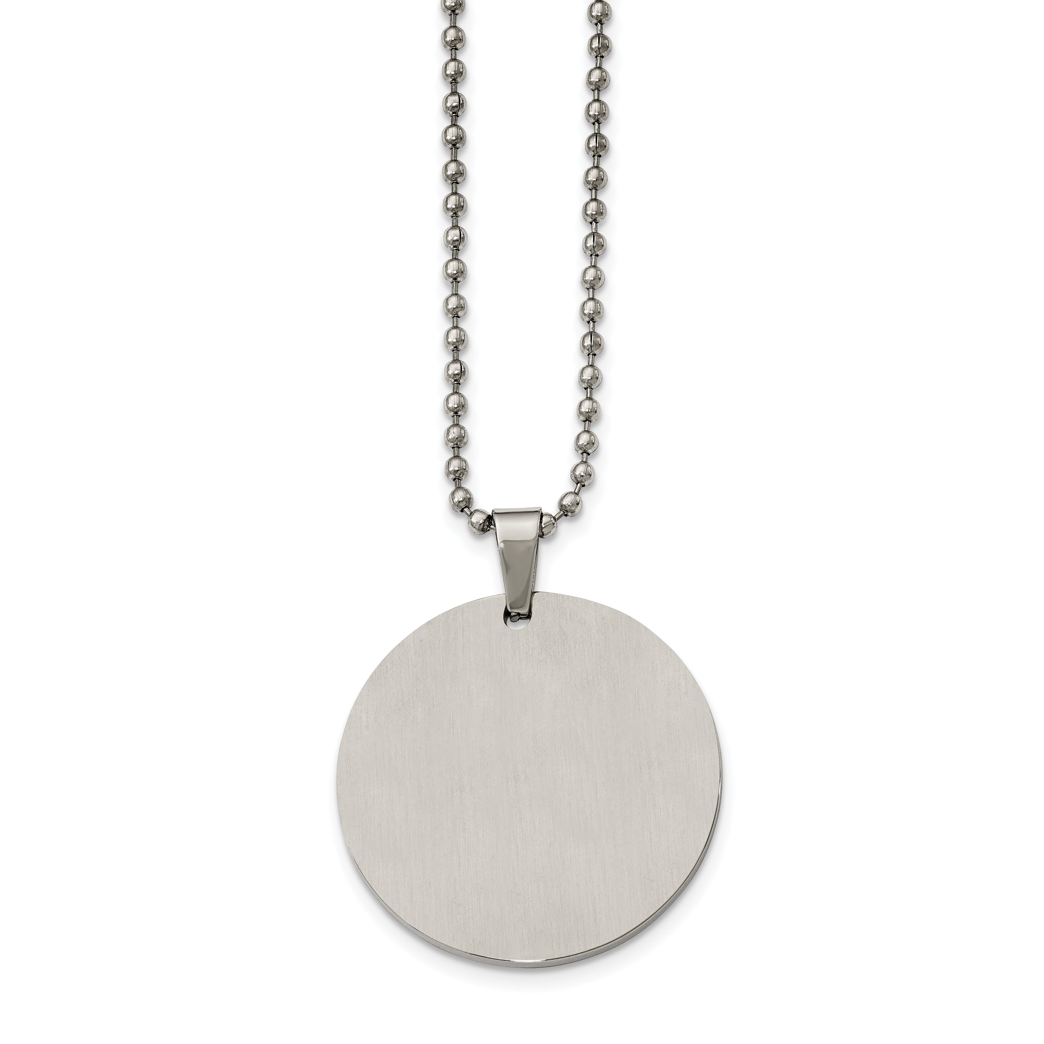 Reversible Round Dog Tag Necklace in Stainless Steel
