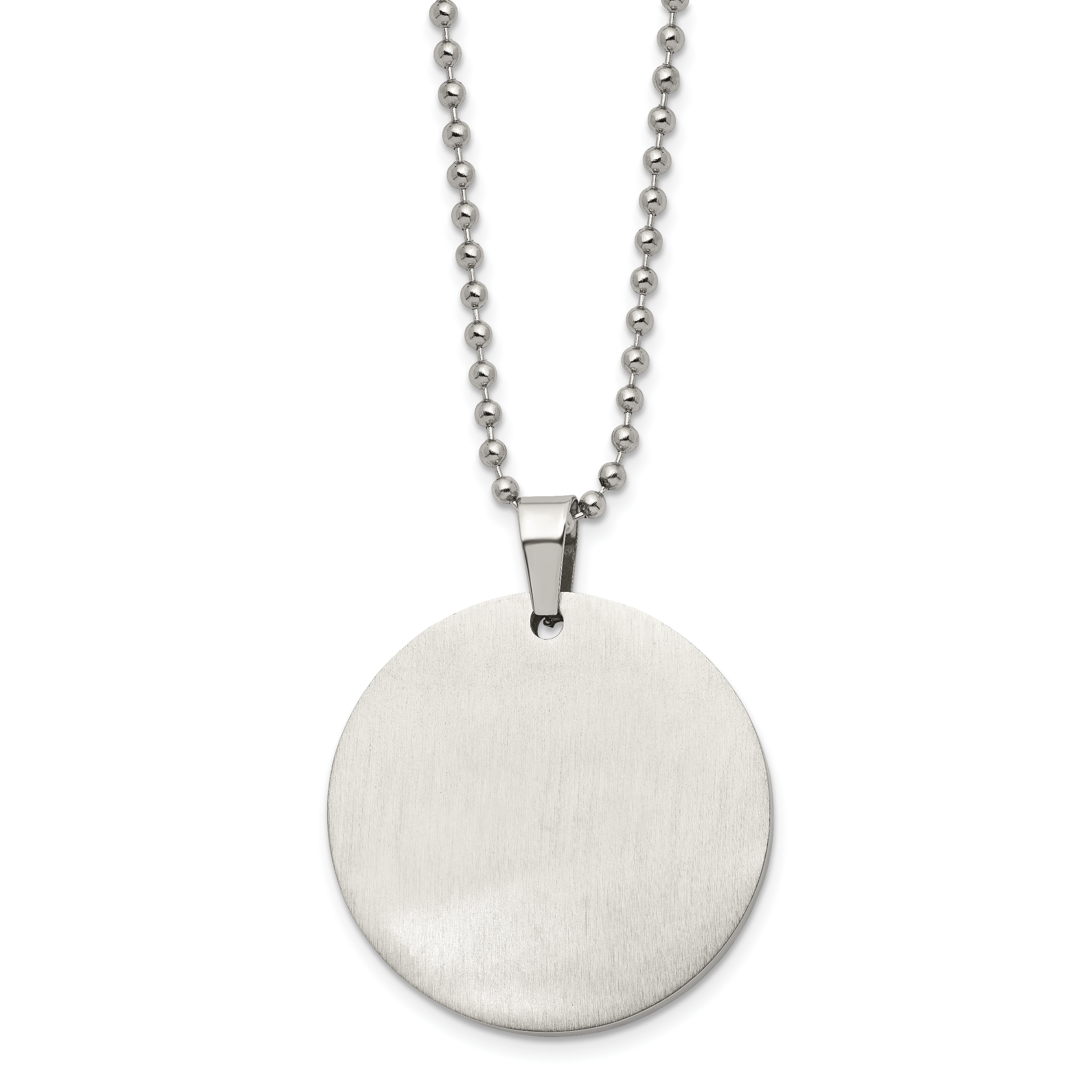 Reversible Round Dog Tag Necklace in Stainless Steel