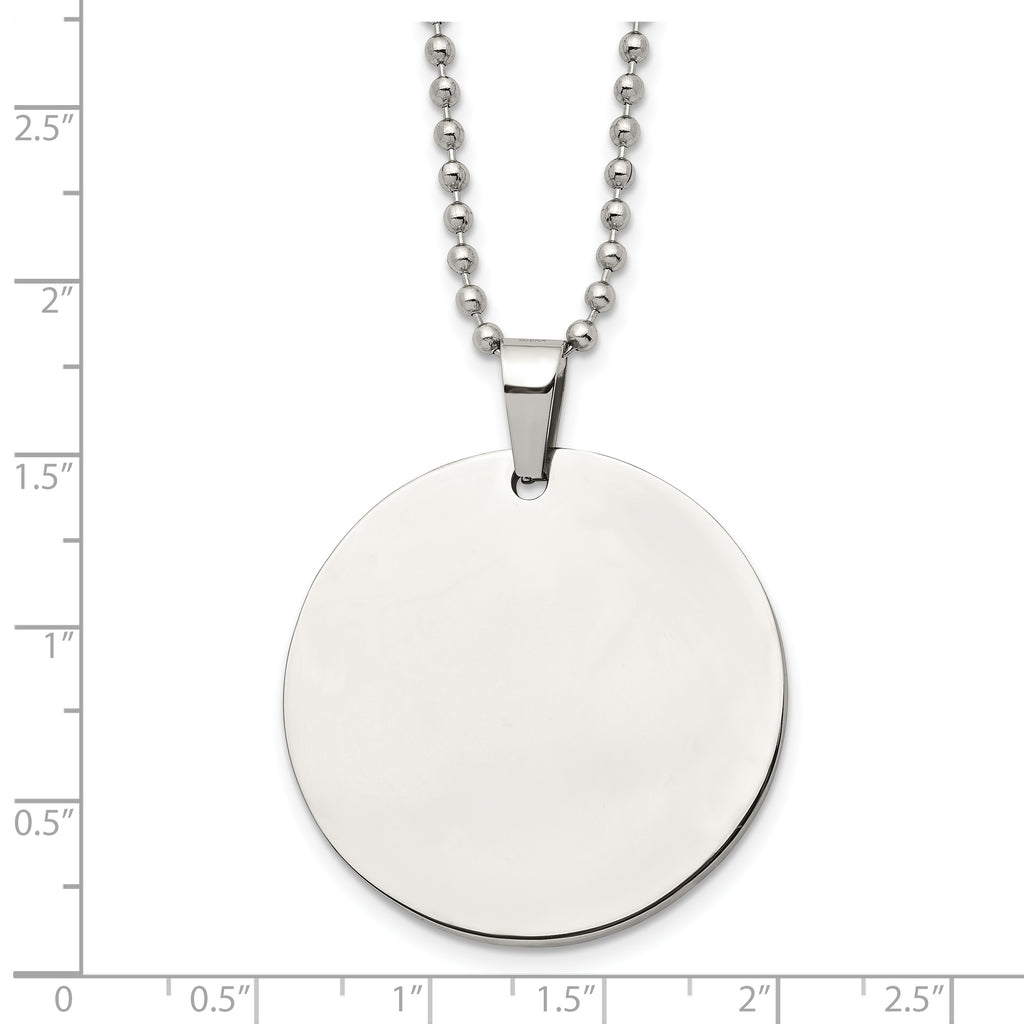 Reversible Round Dog Tag Necklace in Stainless Steel