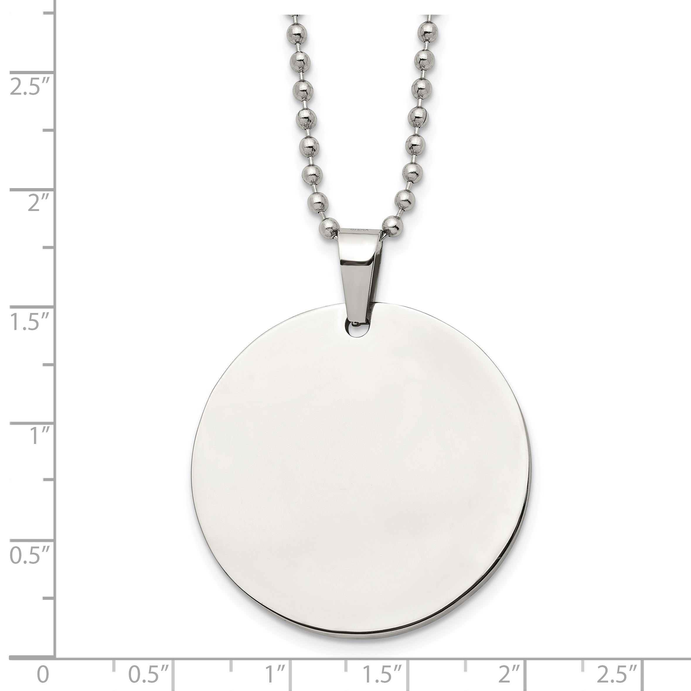 Reversible Round Dog Tag Necklace in Stainless Steel
