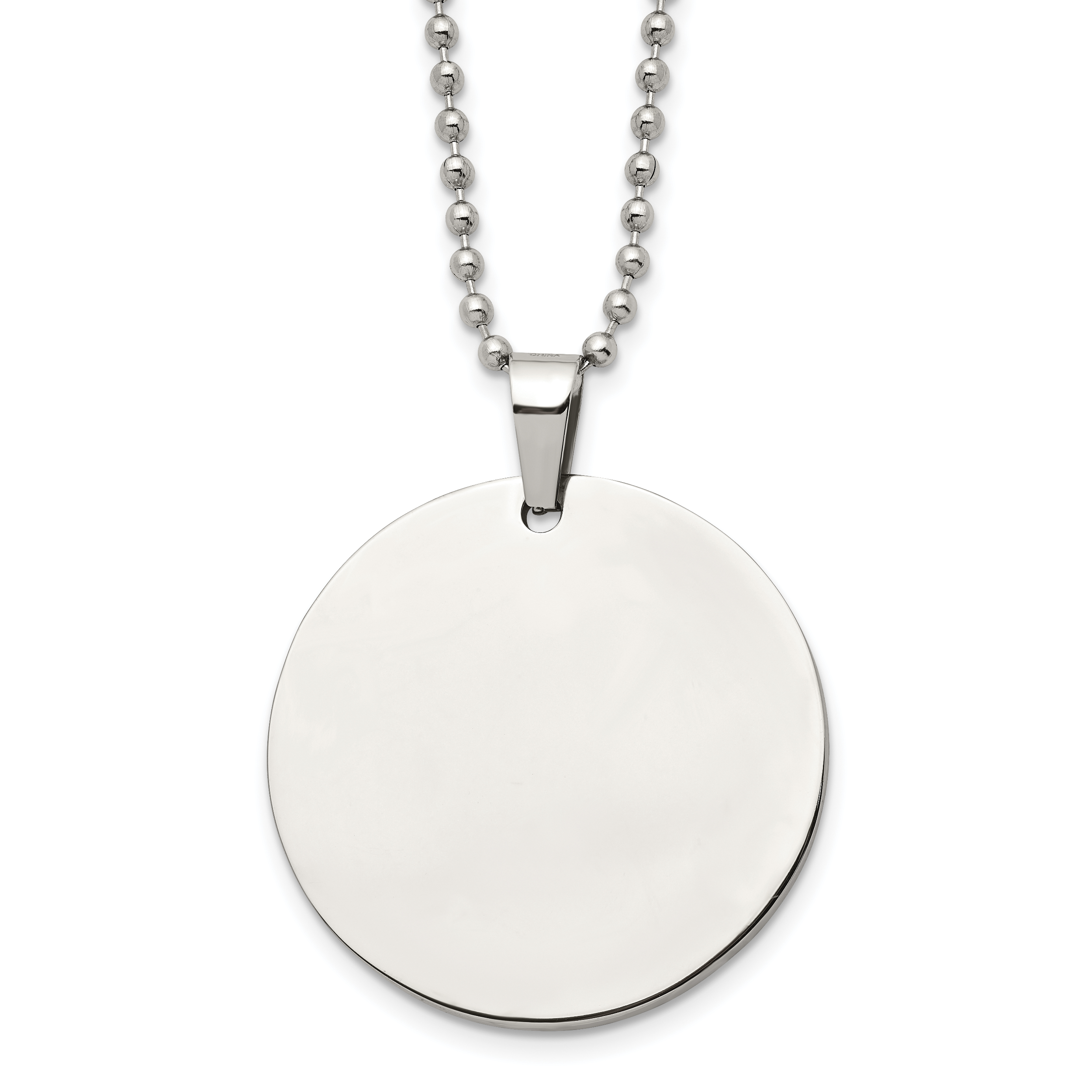 Chisel Stainless Steel Brushed and Polished Reversible Round 2mm Dog Tag on a 24 inch Ball Chain Necklace Main image