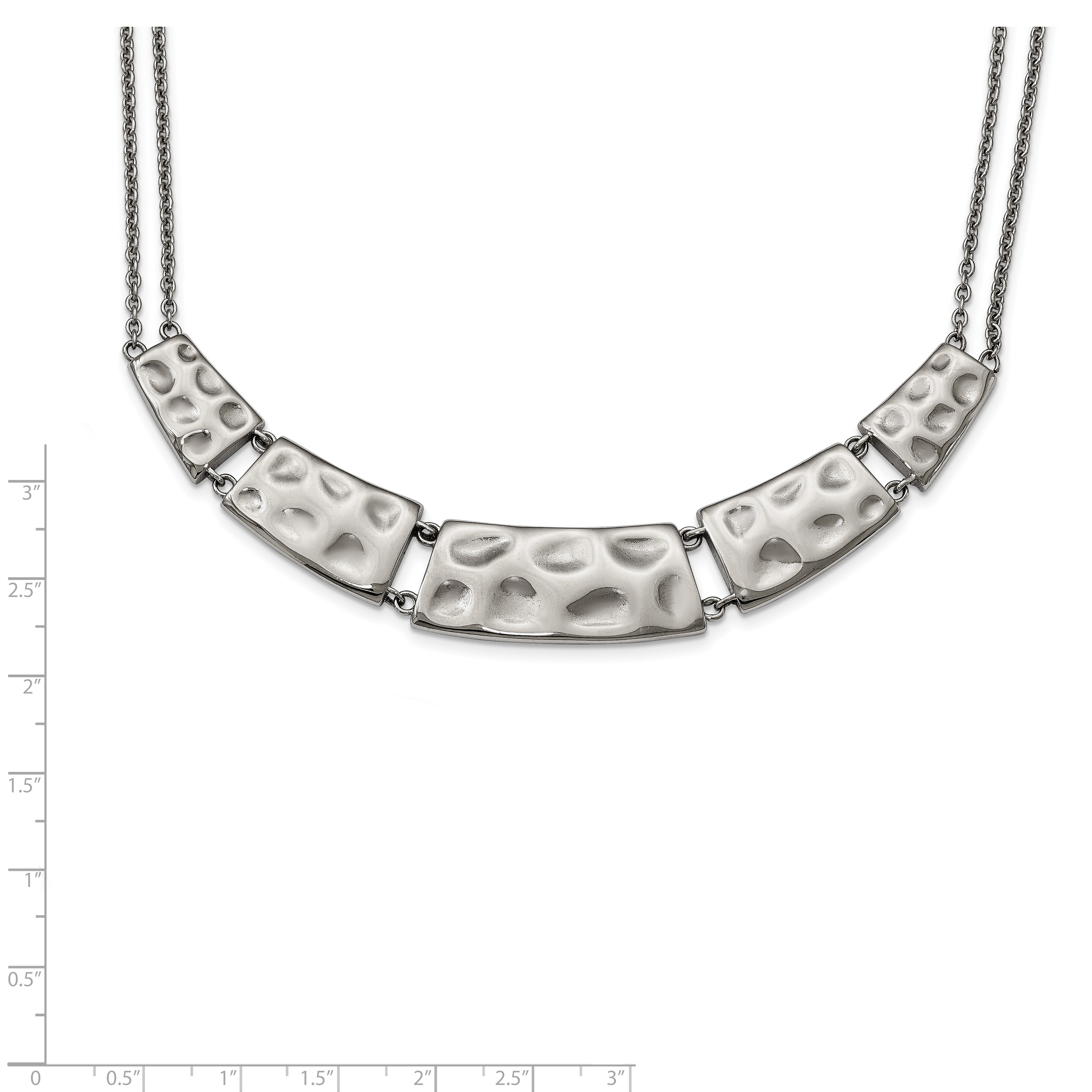 Stainless Steel Polished and Textured 17in Necklace