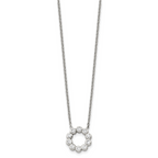CZ Pendant Cable Chain Necklace in Stainless Steel