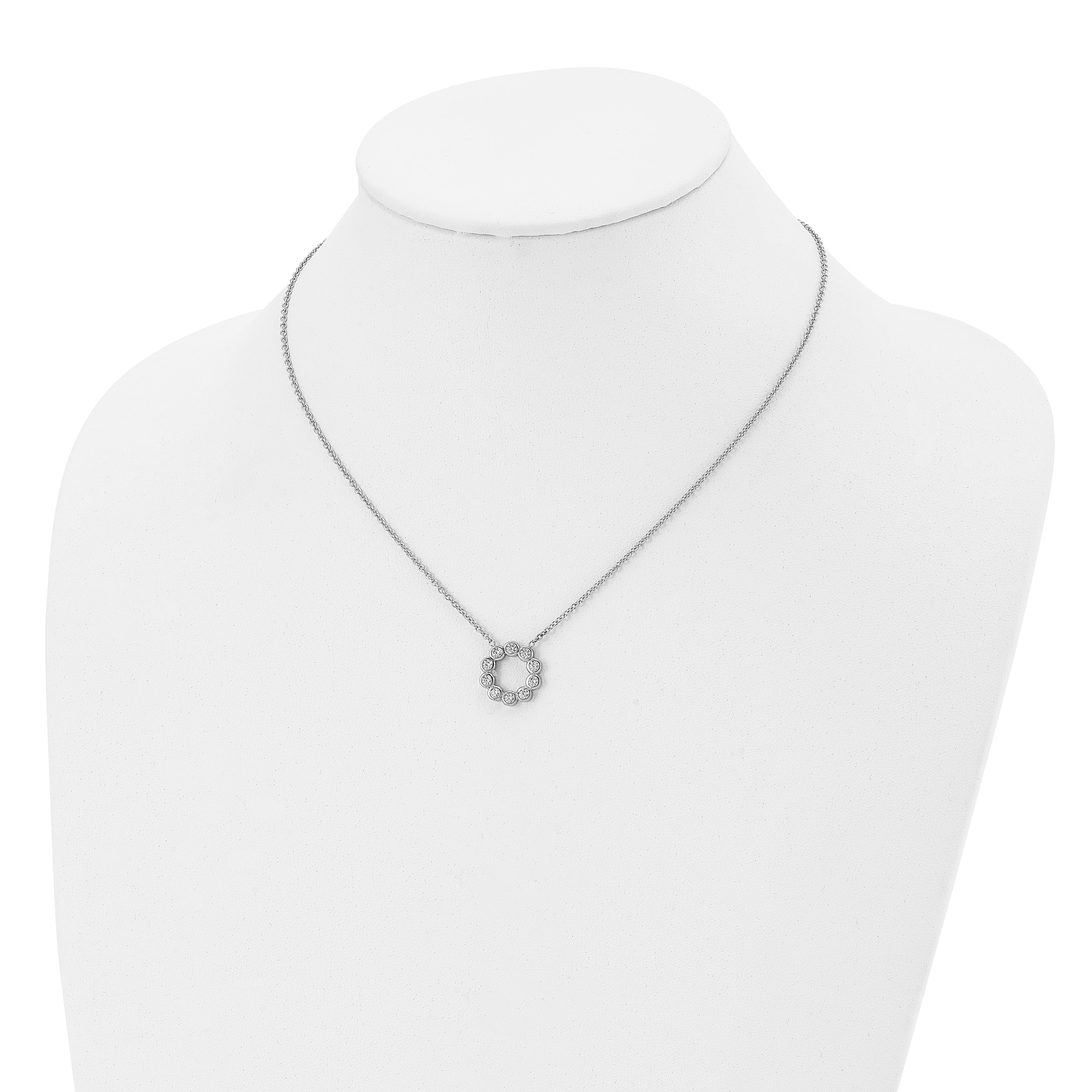 CZ Pendant Cable Chain Necklace in Stainless Steel