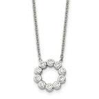 Chisel Stainless Steel Polished with CZ Pendant on a 17.25 inch Cable Chain Necklace