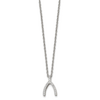 Wishbone CZ Necklace in Stainless Steel