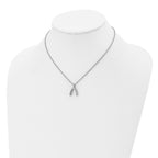 Wishbone CZ Necklace in Stainless Steel