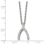 Wishbone CZ Necklace in Stainless Steel