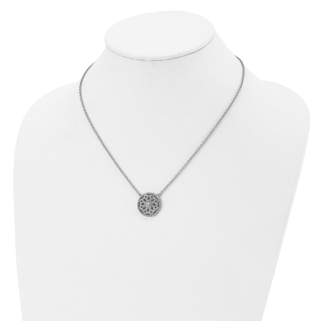 CZ Flower Necklace in Stainless Steel, 18in