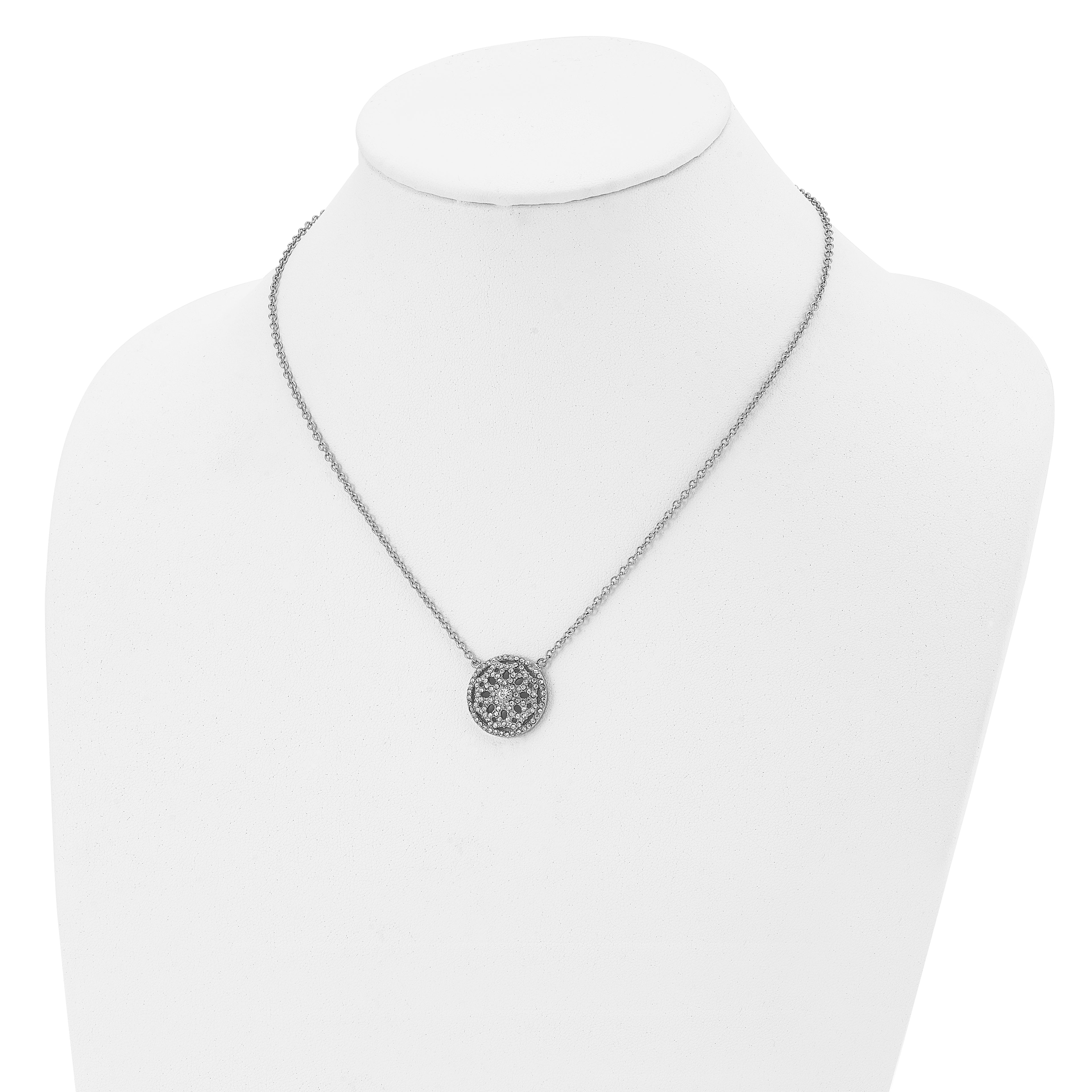 CZ Flower Necklace in Stainless Steel, 18in