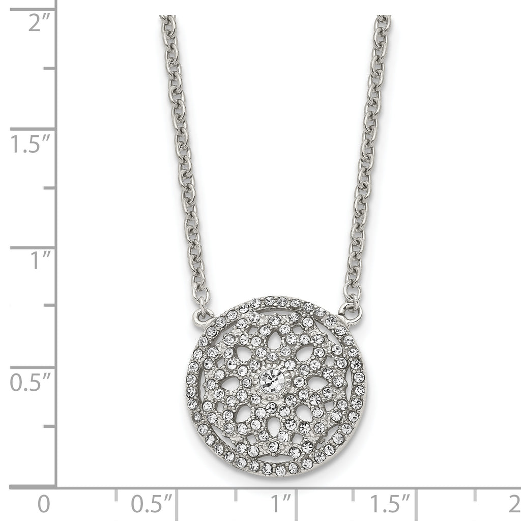 CZ Flower Necklace in Stainless Steel, 18in