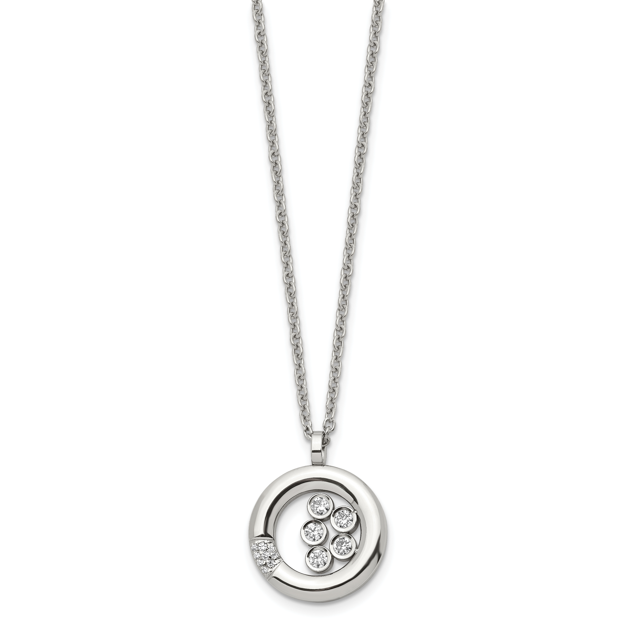 CZ Circle Necklace in Stainless Steel
