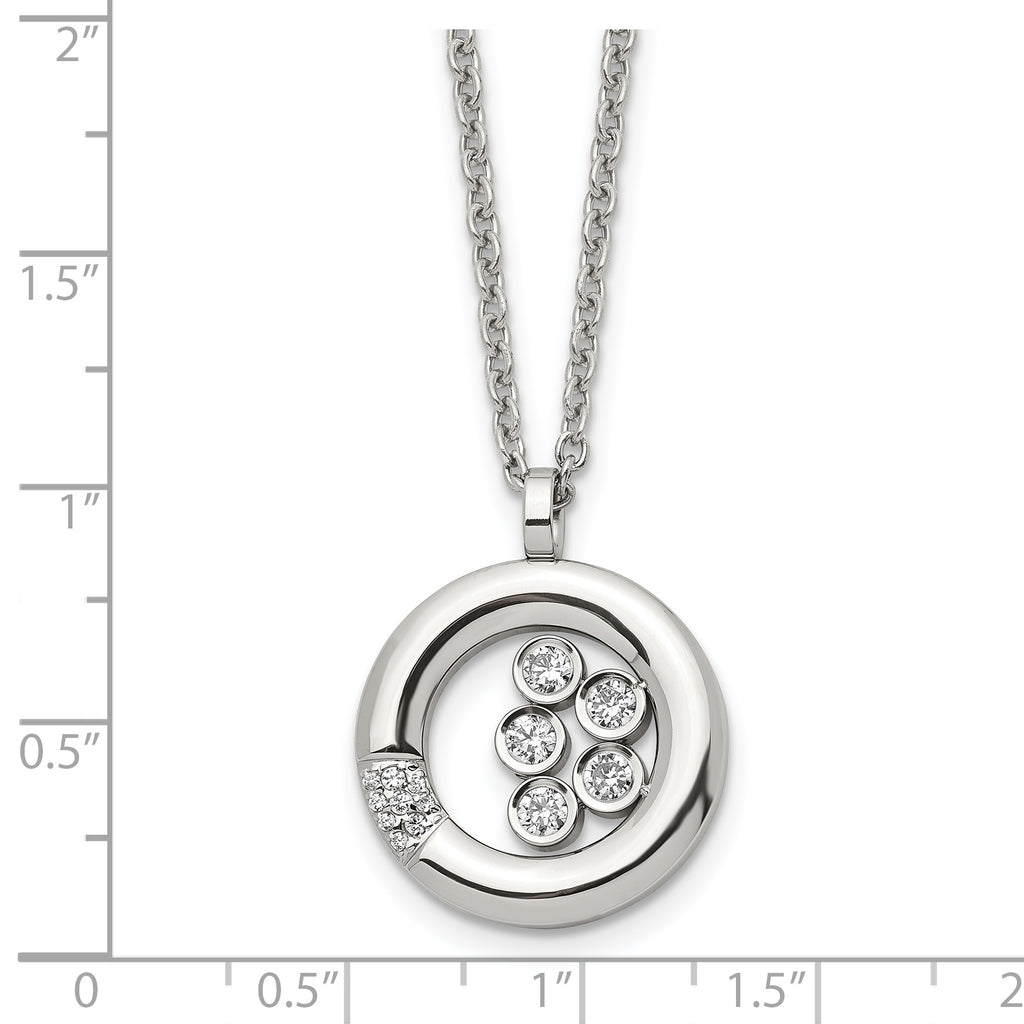 CZ Circle Necklace in Stainless Steel