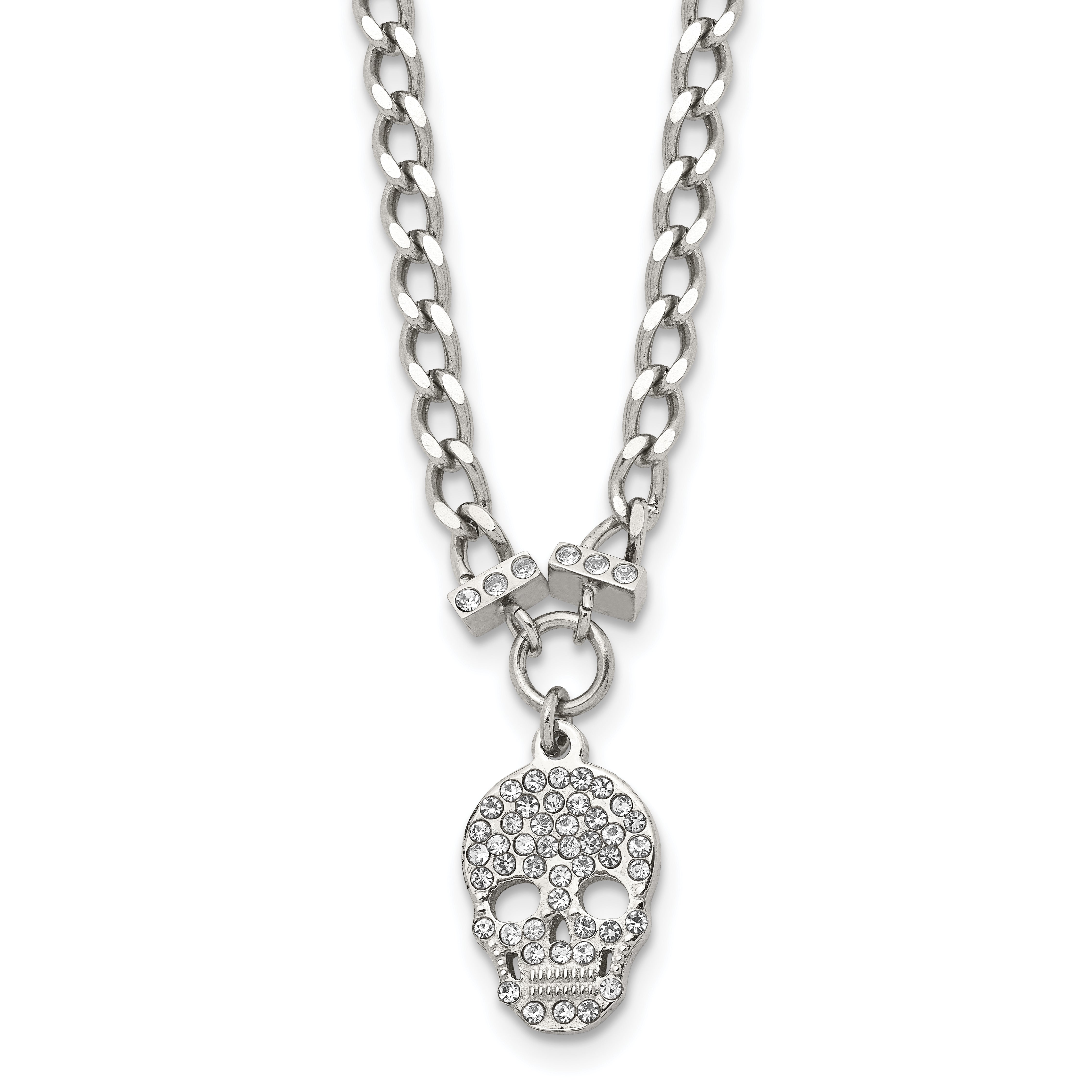 Stainless Steel 18 inch Polished Crystal Skull Necklace Main image