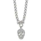 Stainless Steel 18 inch Polished Crystal Skull Necklace