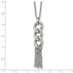 Polished & Textured Chain Dangle Necklace in Stainless Steel