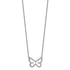 CZ Butterfly Necklace in Stainless Steel, 18in